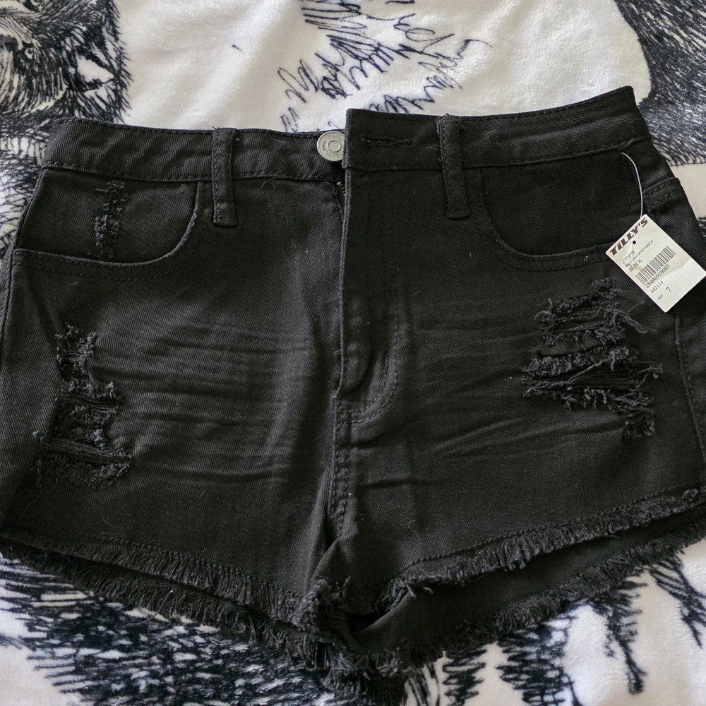 RSQ Black Ripped Jean Shorts